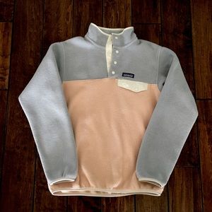 Patagonia Snap-T Synchilla Colorblock Rosewater Fleece Sweater Pullover Peach